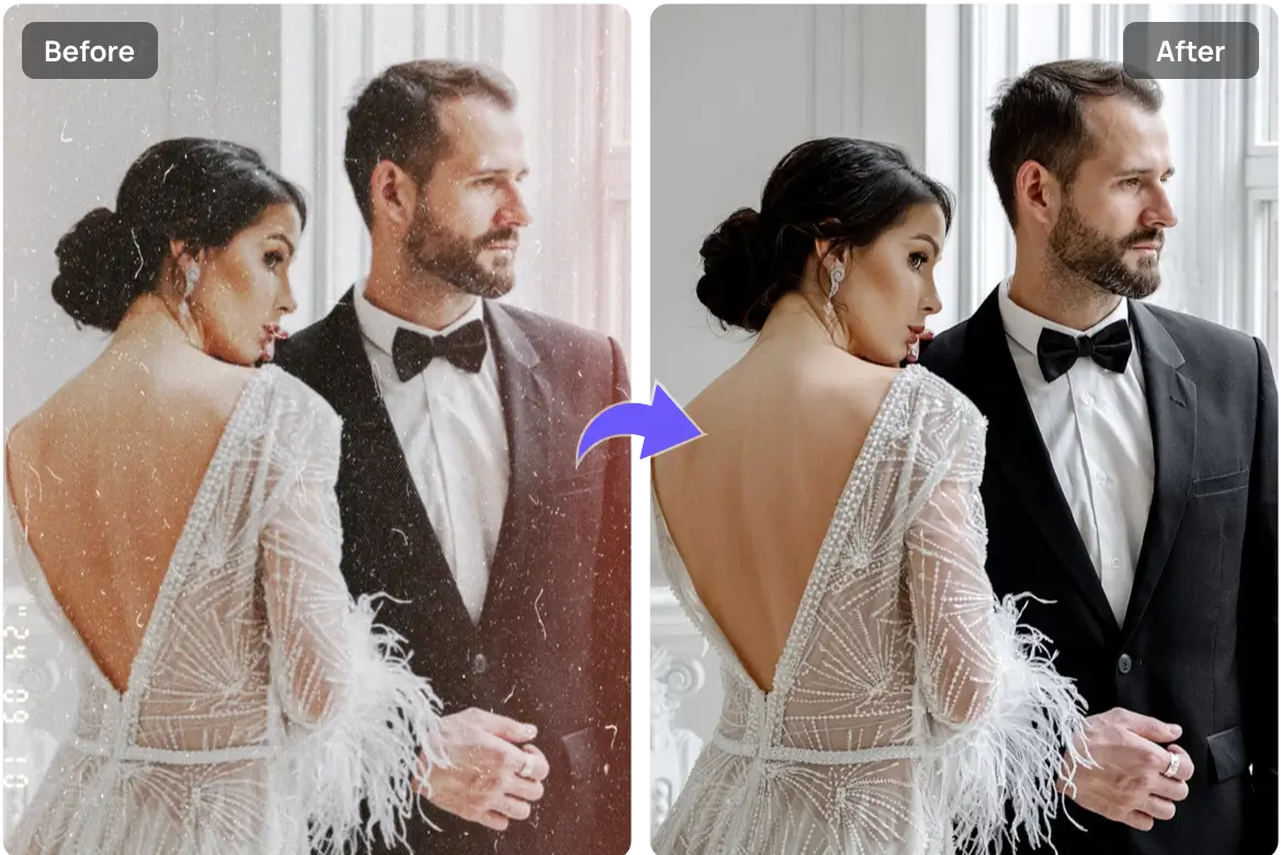 Intelligent Old Photo Restoration instantly
